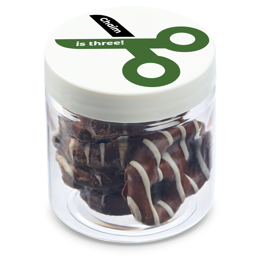 4 oz Jar of Chocolate Covered Mini Pretzels