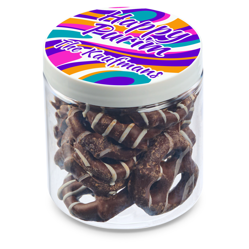 8 oz Jar of Chocolate Covered Mini Pretzels