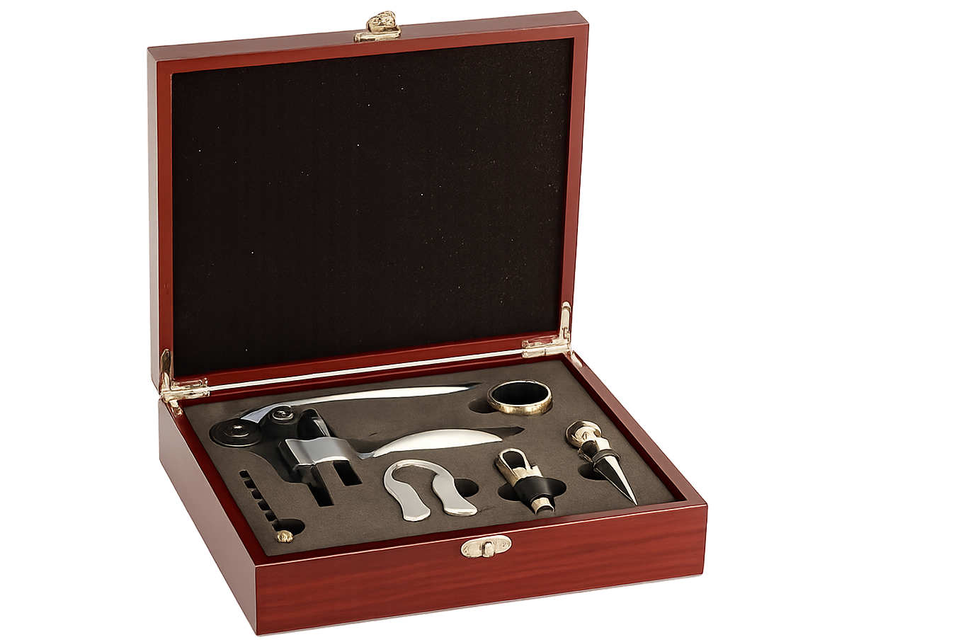 Rosewood Finish 5-Piece Wine Tool Gift Set