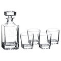 Polar Camel 750 mL Square Glass Decanter Set with Four 11 oz. Rocks Glasses in Gift Box with Printed Paper Sleeve