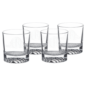 Four Polar Camel 9 oz. Round Rocks Glasses in Gift Box with Printed Paper Sleeve