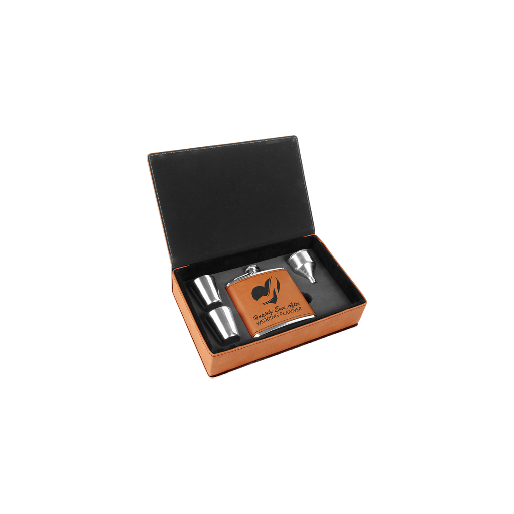 6 oz. Leatherette Flask Gift Set