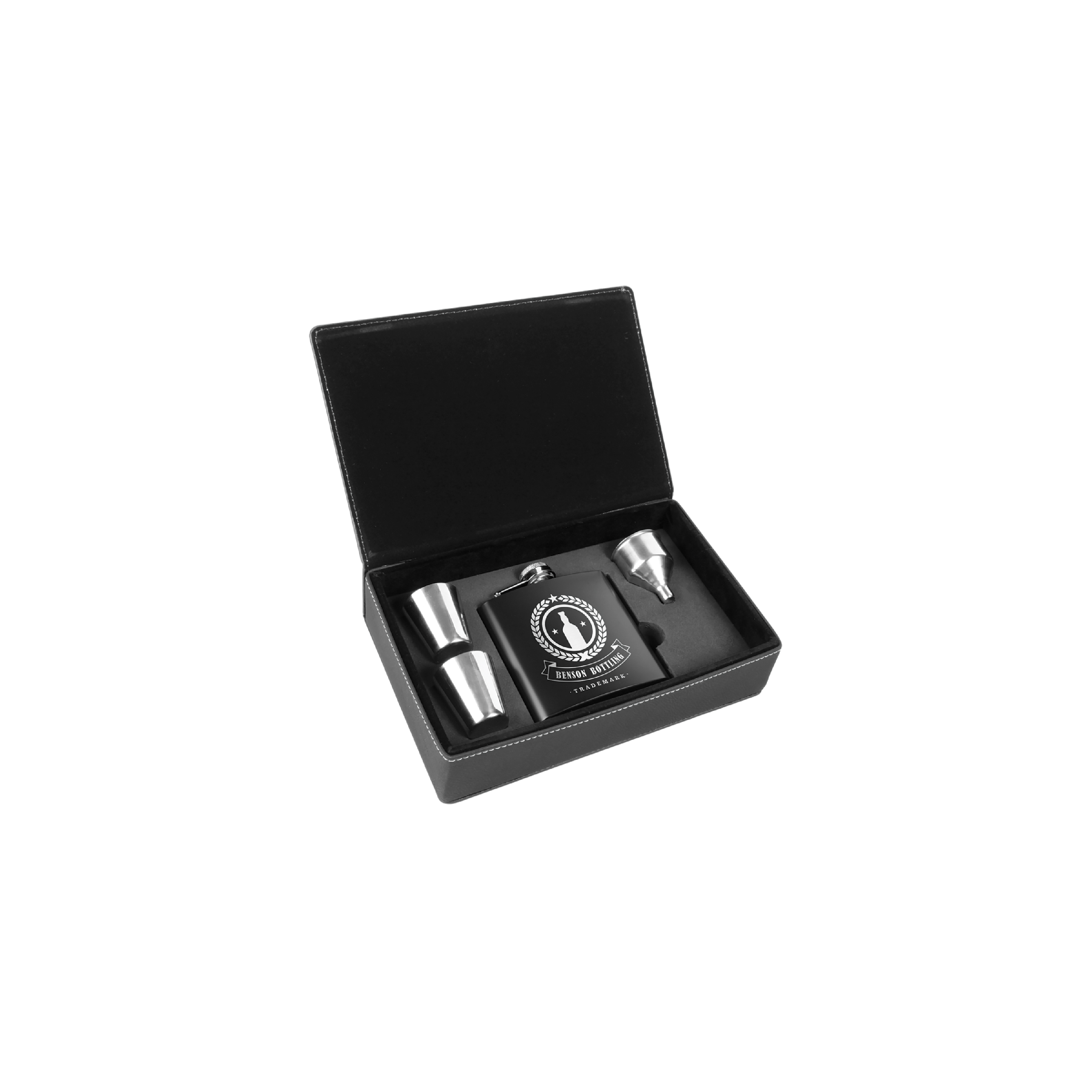 6 oz. Black Stainless Steel Flask Set