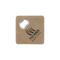 4" x 4" Square Bamboo Laserable Leatherette Coaster with Bottle Opener