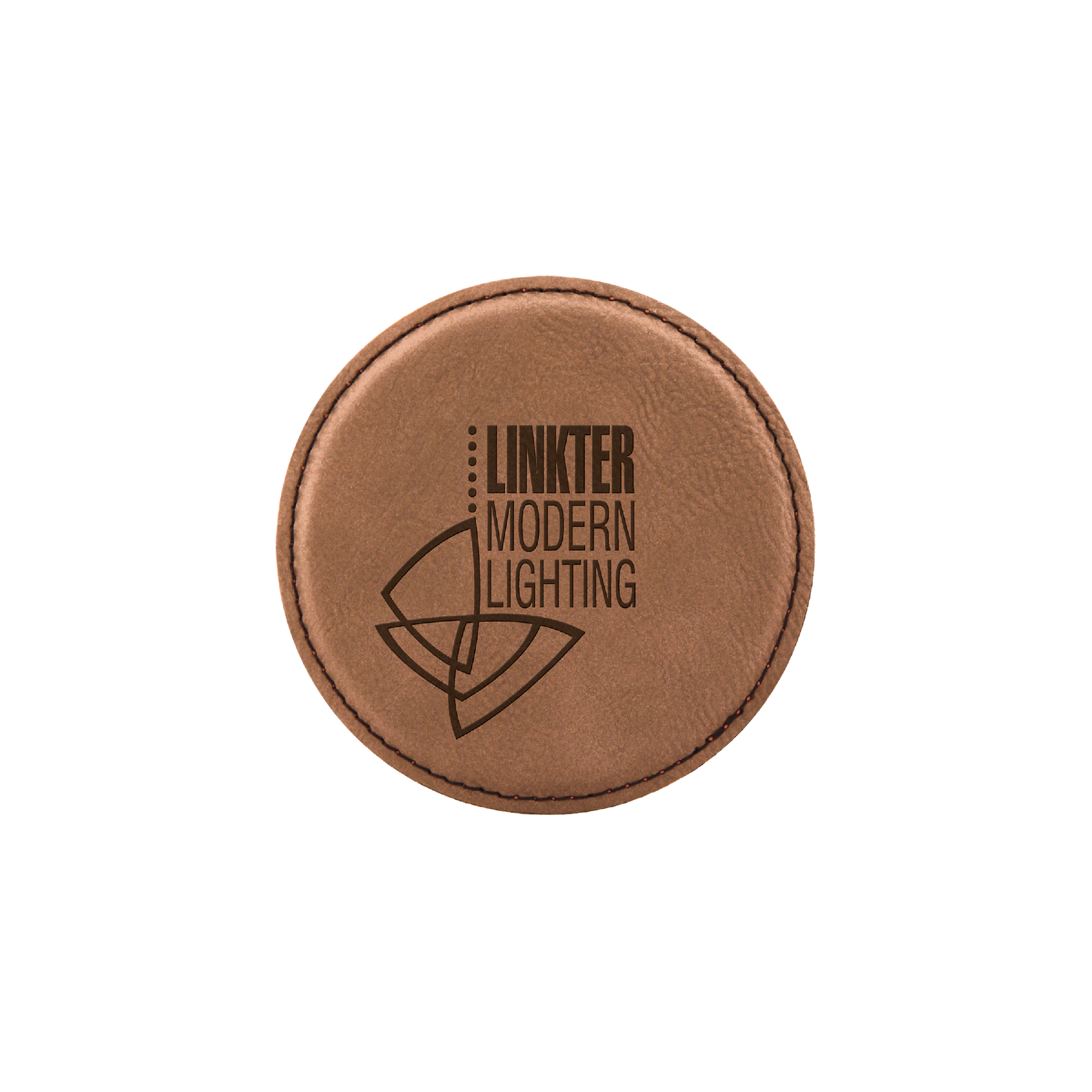 4" Round Bamboo Laserable Leatherette Coaster