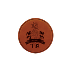 4" Round Bamboo Laserable Leatherette Coaster