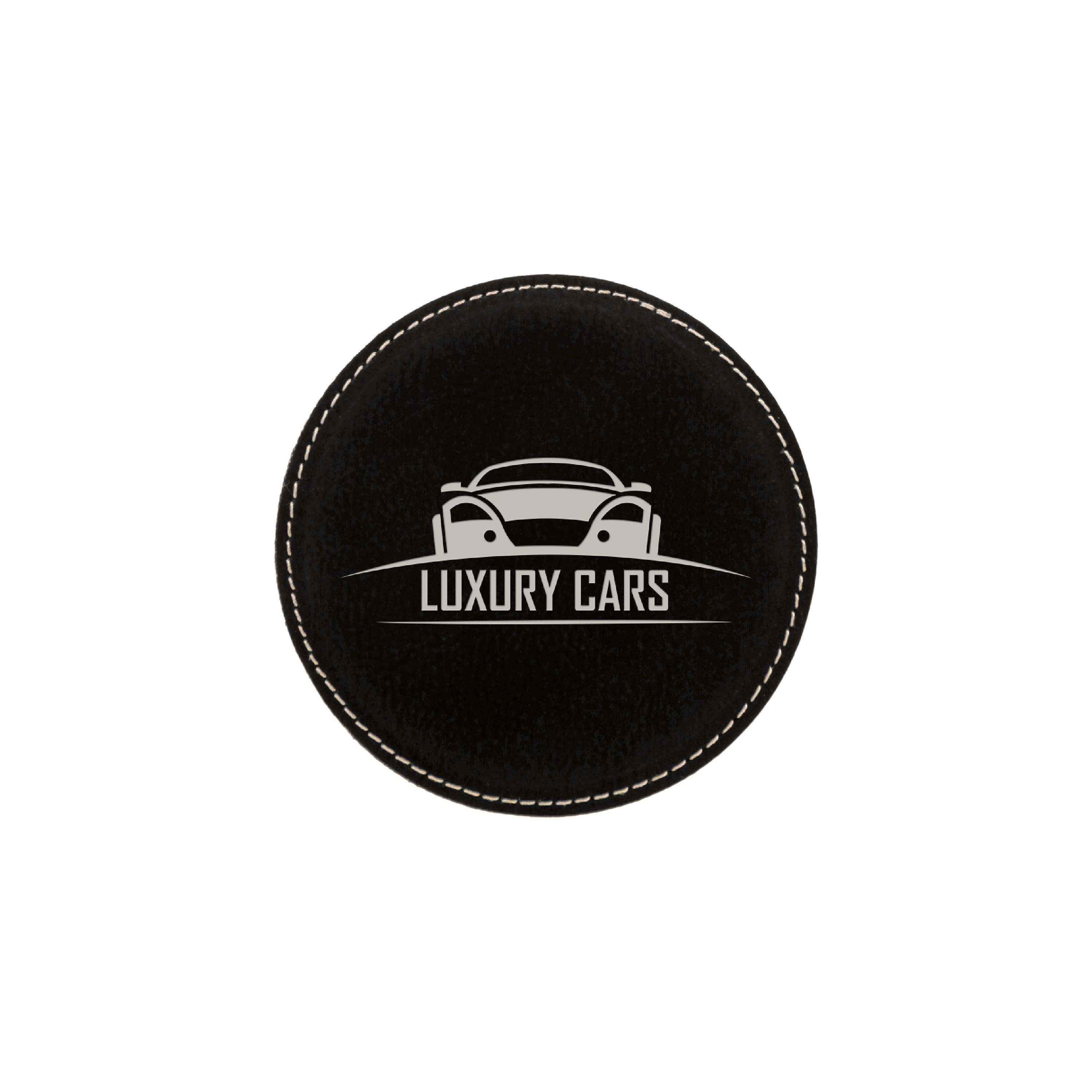 4" Round Bamboo Laserable Leatherette Coaster