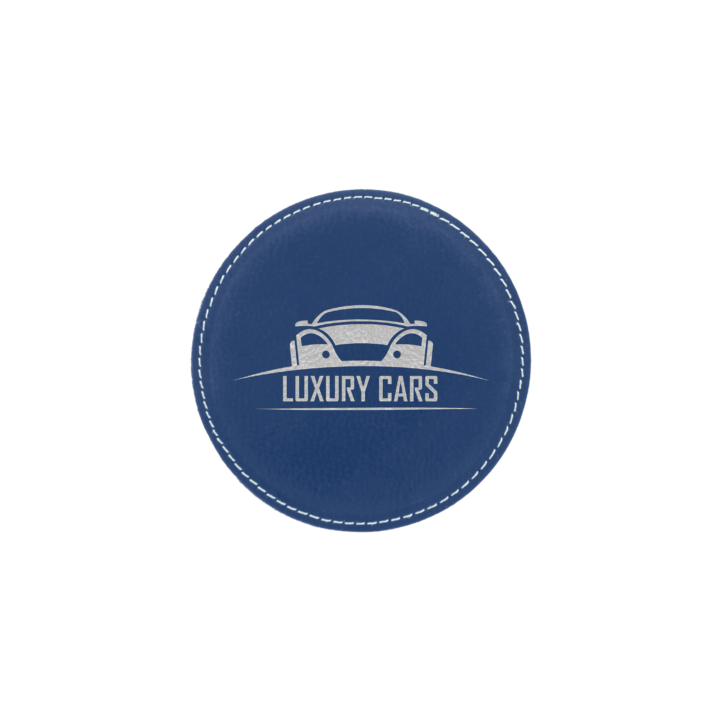4" Round Bamboo Laserable Leatherette Coaster