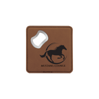 4" x 4" Square Bamboo Laserable Leatherette Coaster with Bottle Opener