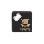 4" x 4" Square Bamboo Laserable Leatherette Coaster with Bottle Opener