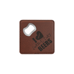 4" x 4" Square Laserable Leatherette Bottle Opener Coaster