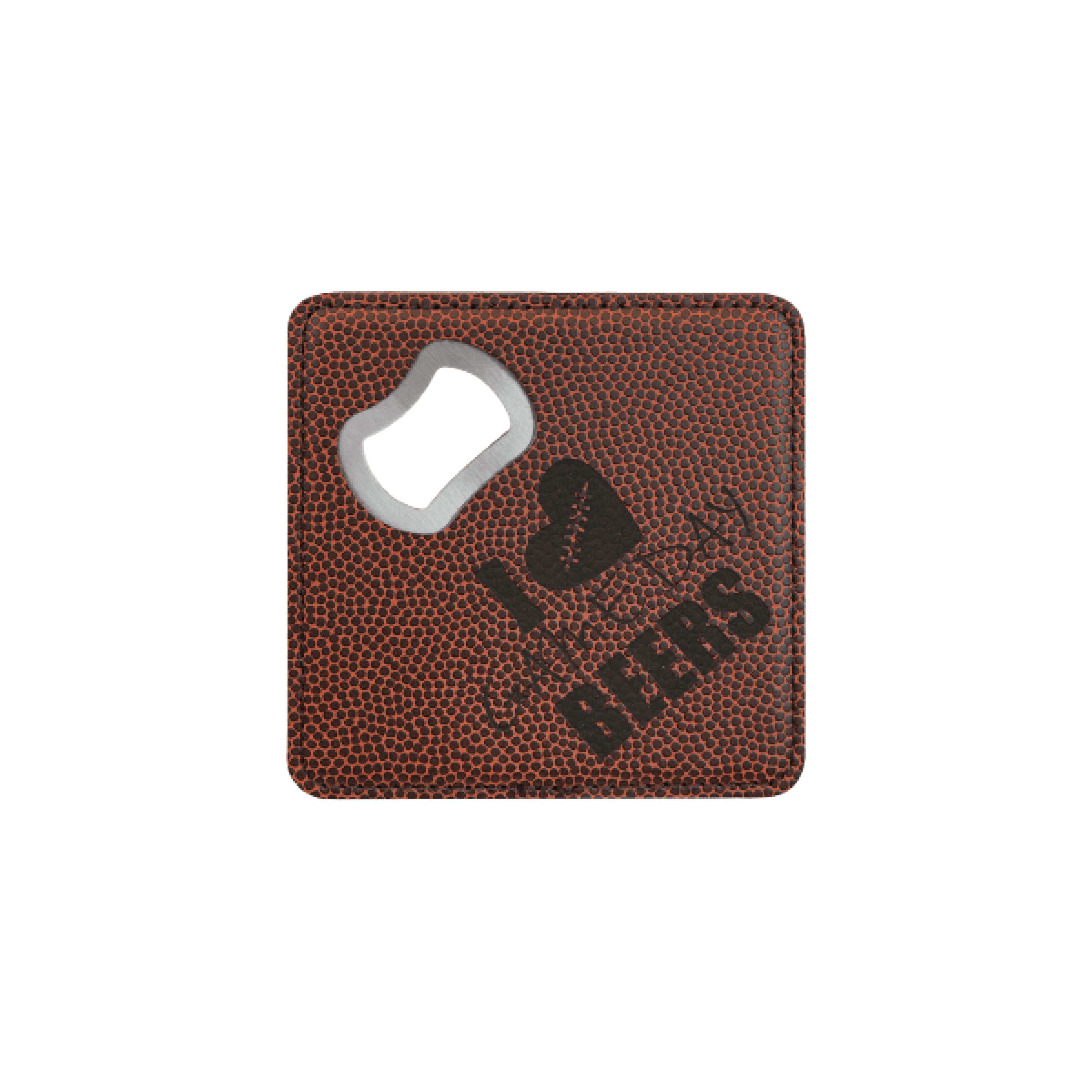 4" x 4" Square Laserable Leatherette Bottle Opener Coaster