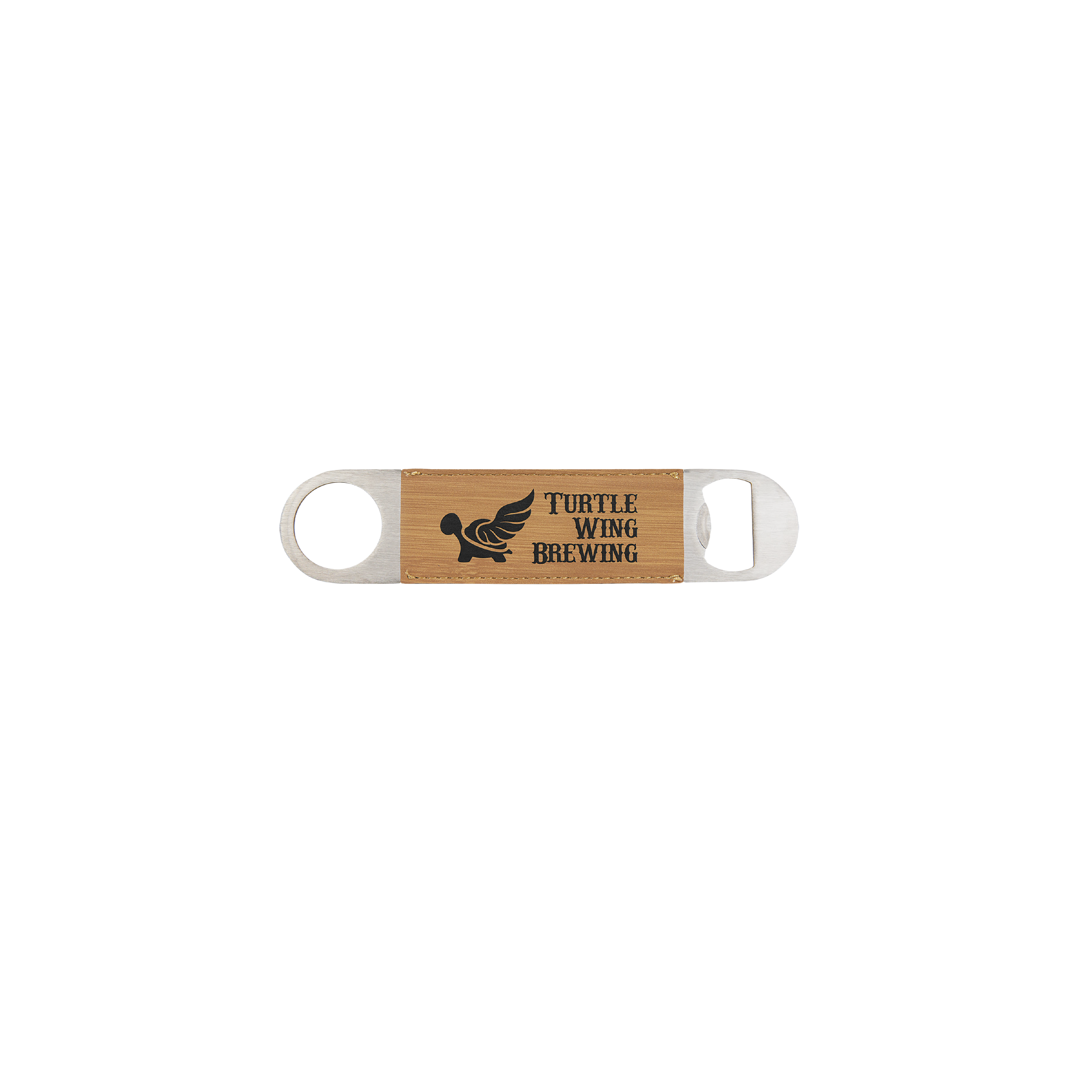 1 1/2" x 7" Bamboo Laserable Leatherette Bottle Opener