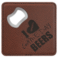 4" x 4" Square Laserable Leatherette Bottle Opener Coaster