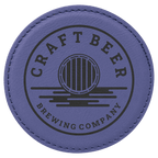 4" Round Laserable Leatherette Coaster