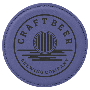 4" Round Laserable Leatherette Coaster