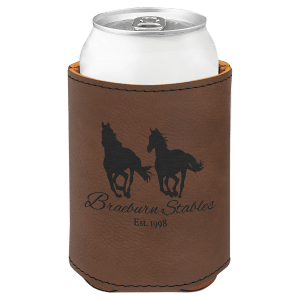 3 3/4" Bamboo Laserable Leatherette Beverage Holder