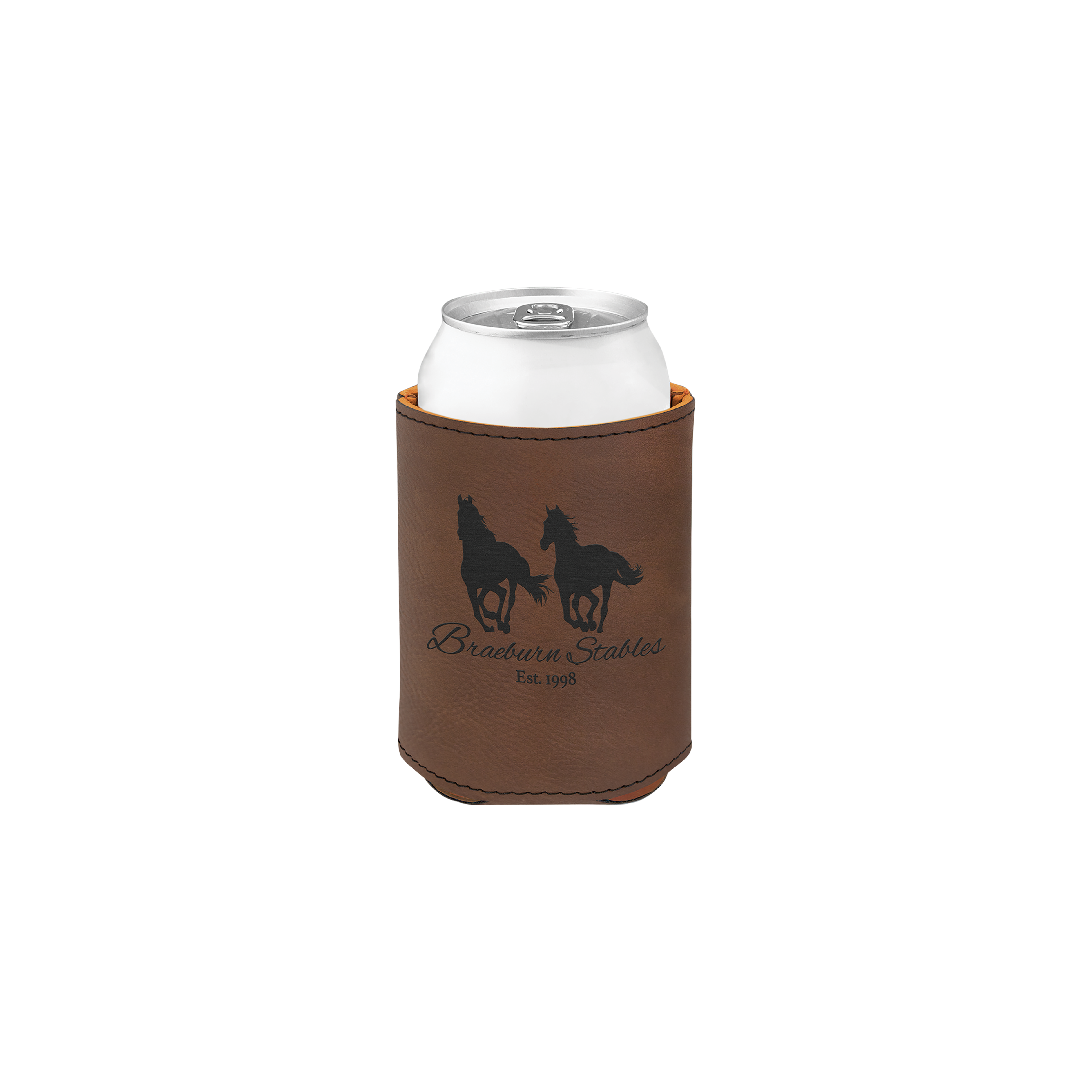 3 3/4" Bamboo Laserable Leatherette Beverage Holder