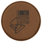 4" Round Bamboo Laserable Leatherette Coaster