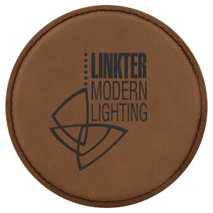 4" Round Bamboo Laserable Leatherette Coaster