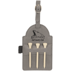5" x 3 1/4" Bamboo Laserable Leatherette Golf Bag Tag with 3 Wooden Tees