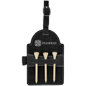 5" x 3 1/4" Bamboo Laserable Leatherette Golf Bag Tag with 3 Wooden Tees