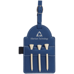 5" x 3 1/4" Bamboo Laserable Leatherette Golf Bag Tag with 3 Wooden Tees