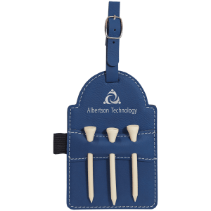 5" x 3 1/4" Bamboo Laserable Leatherette Golf Bag Tag with 3 Wooden Tees