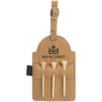 5" x 3 1/4" Bamboo Laserable Leatherette Golf Bag Tag with 3 Wooden Tees
