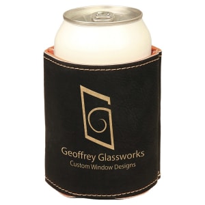 3 3/4" Bamboo Laserable Leatherette Beverage Holder
