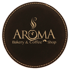4" Round Bamboo Laserable Leatherette Coaster