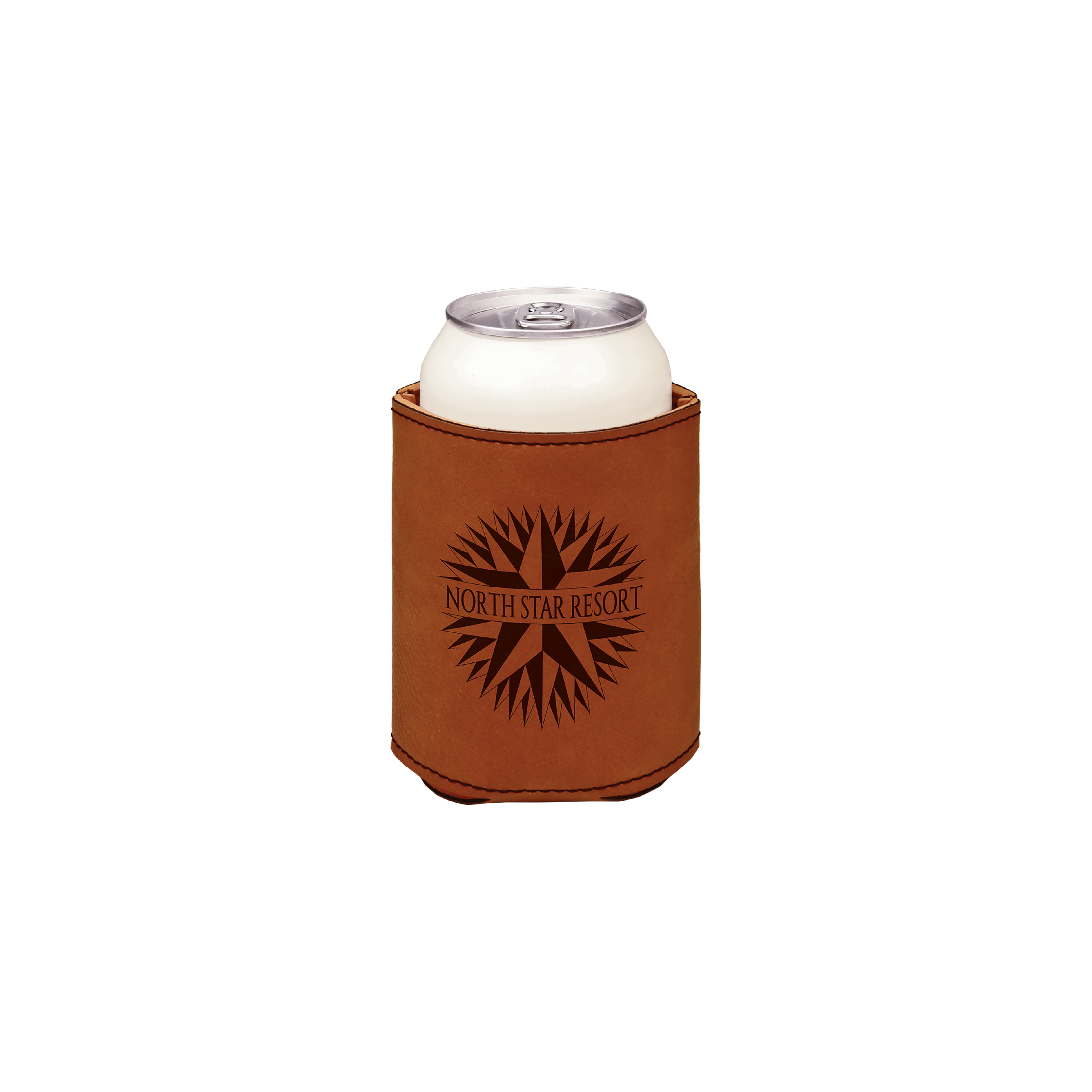 3 3/4" Bamboo Laserable Leatherette Beverage Holder