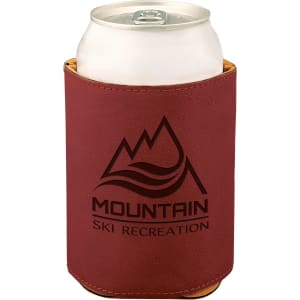 3 3/4" Bamboo Laserable Leatherette Beverage Holder