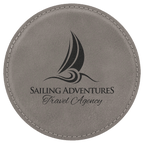 4" Round Laserable Leatherette Coaster