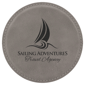 4" Round Laserable Leatherette Coaster