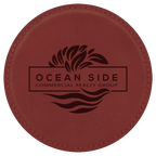 4" Round Laserable Leatherette Coaster