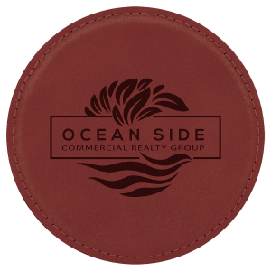 4" Round Laserable Leatherette Coaster
