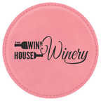 4" Round Laserable Leatherette Coaster