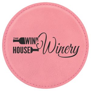 4" Round Laserable Leatherette Coaster
