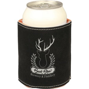 3 3/4" Bamboo Laserable Leatherette Beverage Holder
