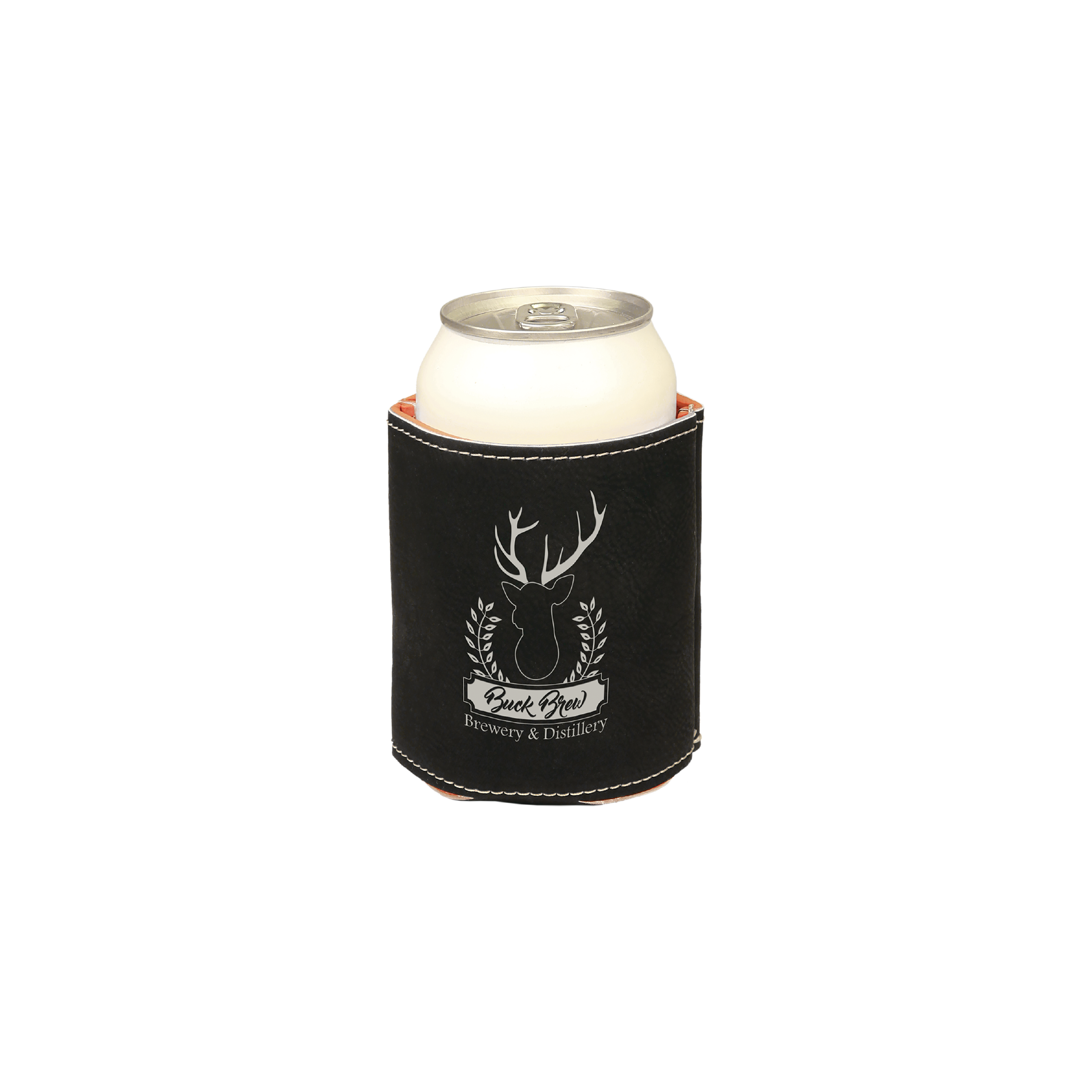 3 3/4" Bamboo Laserable Leatherette Beverage Holder