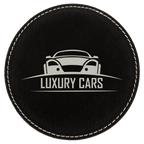 4" Round Bamboo Laserable Leatherette Coaster