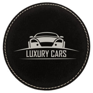 4" Round Bamboo Laserable Leatherette Coaster