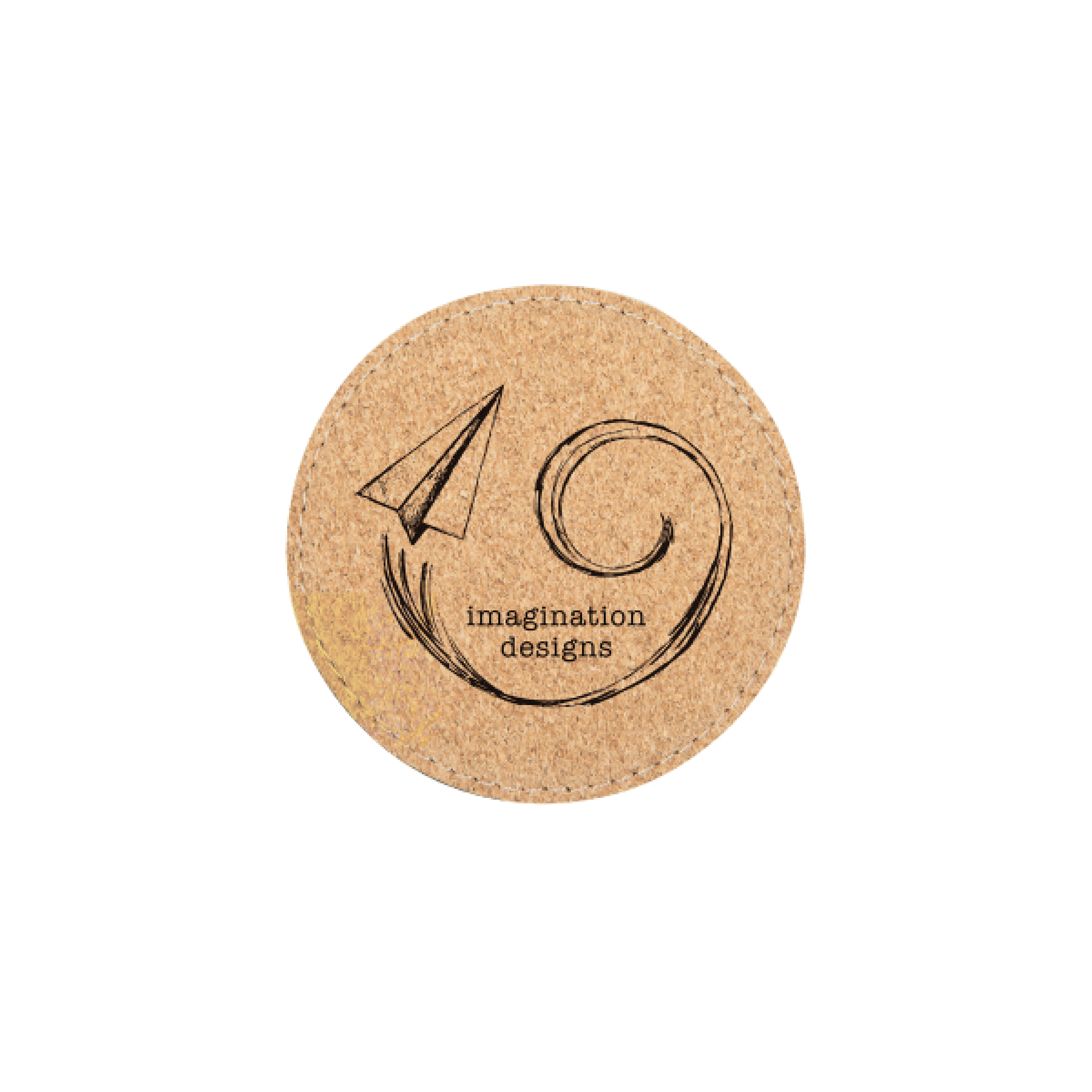 4" Round Cork Coaster with Stitching