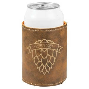 3 3/4" Bamboo Laserable Leatherette Beverage Holder