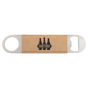 1 1/2" x 7" Bamboo Laserable Leatherette Bottle Opener