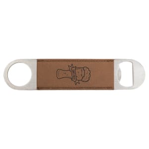 1 1/2" x 7" Bamboo Laserable Leatherette Bottle Opener