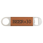 1 1/2" x 7" Bamboo Laserable Leatherette Bottle Opener