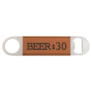 1 1/2" x 7" Bamboo Laserable Leatherette Bottle Opener