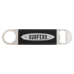 1 1/2" x 7" Bamboo Laserable Leatherette Bottle Opener